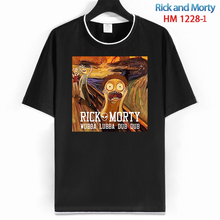 Rick and Morty Cotton crew neck black and white trim short-sleeved T-shirt  from S to 4XL HM 1228 1