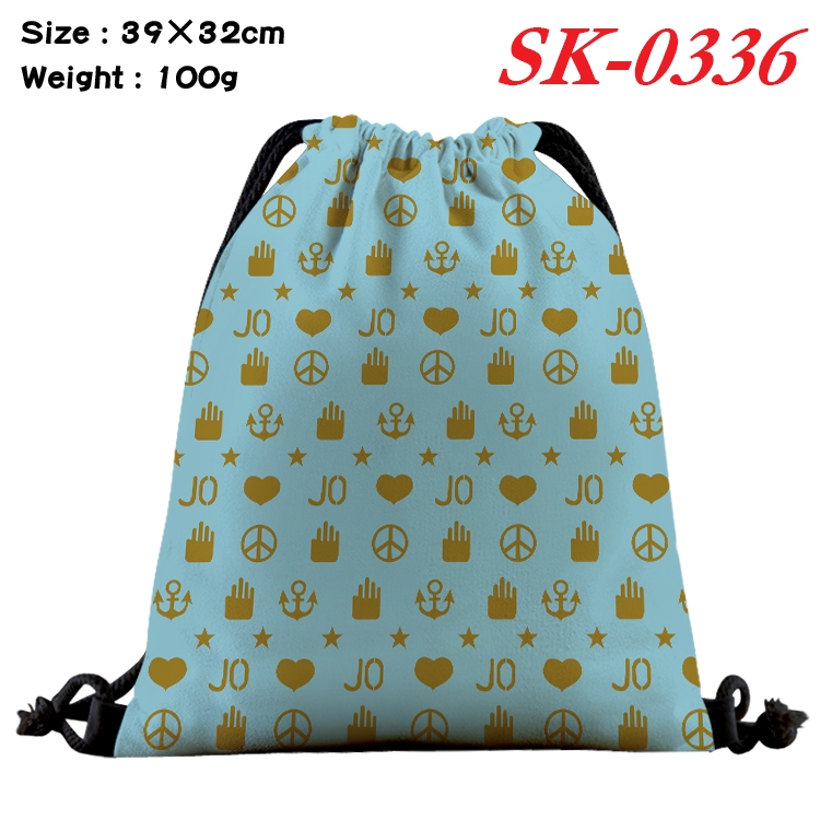 JoJos Bizarre Adventure cartoon Waterproof Nylon Full Color Drawstring Pocket 39x32cm SK-0336