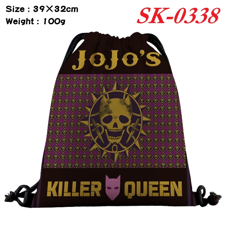 JoJos Bizarre Adventure cartoon Waterproof Nylon Full Color Drawstring Pocket 39x32cm  SK-0338