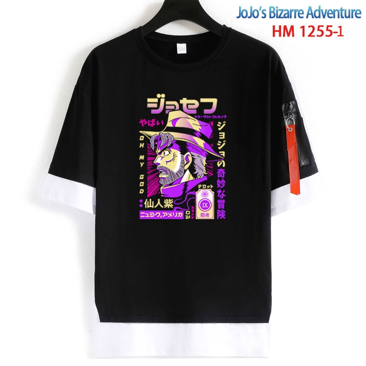 JoJos Bizarre Adventure Cotton Crew Neck Fake Two-Piece Short Sleeve T-Shirt from S to 4XL HM 1255 1