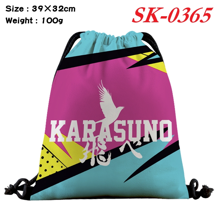 Haikyuu!! cartoon Waterproof Nylon Full Color Drawstring Pocket 39x32cm  SK-0365
