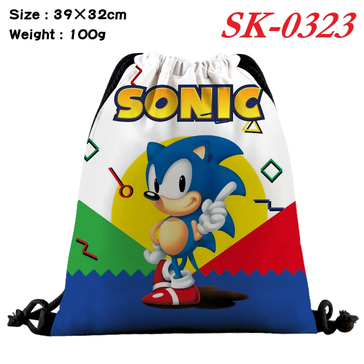 Sonic The Hedgehog cartoon Waterproof Nylon Full Color Drawstring Pocket 39x32cm SK-0323