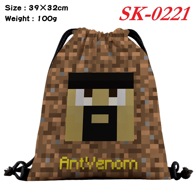 Minecraft cartoon Waterproof Nylon Full Color Drawstring Pocket 39x32cm  SK-0221