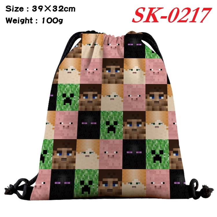 Minecraft cartoon Waterproof Nylon Full Color Drawstring Pocket 39x32cm SK-0217