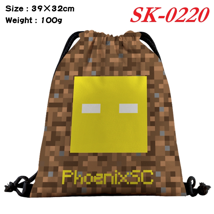 Minecraft cartoon Waterproof Nylon Full Color Drawstring Pocket 39x32cm SK-0220