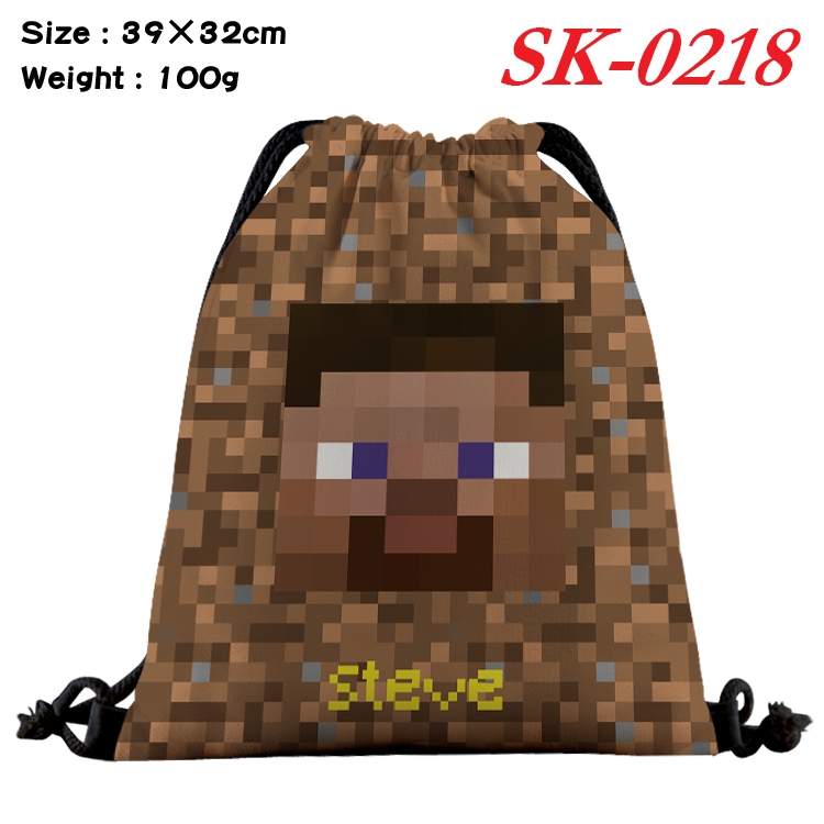 Minecraft cartoon Waterproof Nylon Full Color Drawstring Pocket 39x32cm SK-0218