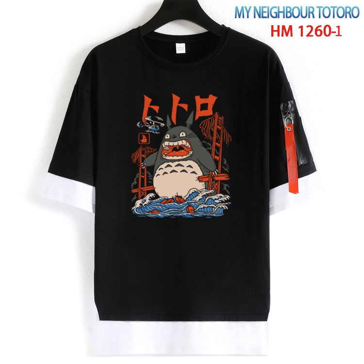 TOTORO Cotton Crew Neck Fake Two-Piece Short Sleeve T-Shirt from S to 4XL  HM 1260 1