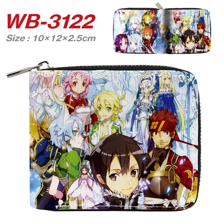 Sword Art Online  Anime Full Color Short All Inclusive Zipper Wallet 10x12x2.5cm WB-3122A