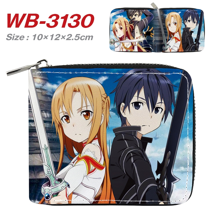 Sword Art Online  Anime Full Color Short All Inclusive Zipper Wallet 10x12x2.5cm  WB-3130A
