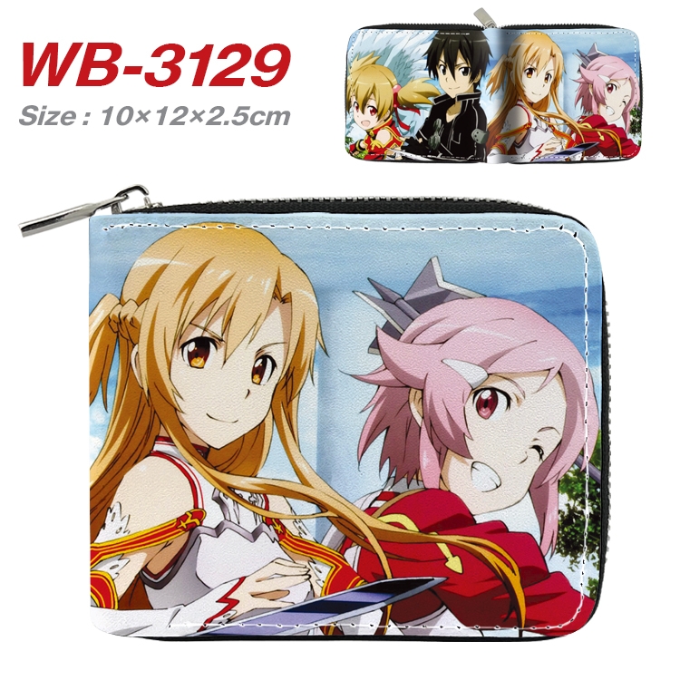 Sword Art Online  Anime Full Color Short All Inclusive Zipper Wallet 10x12x2.5cm WB-3129A