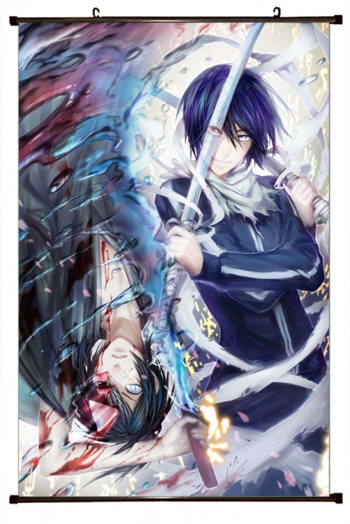 Noragami Anime black Plastic rod Cloth painting Wall Scroll 60X90CM Y4-38