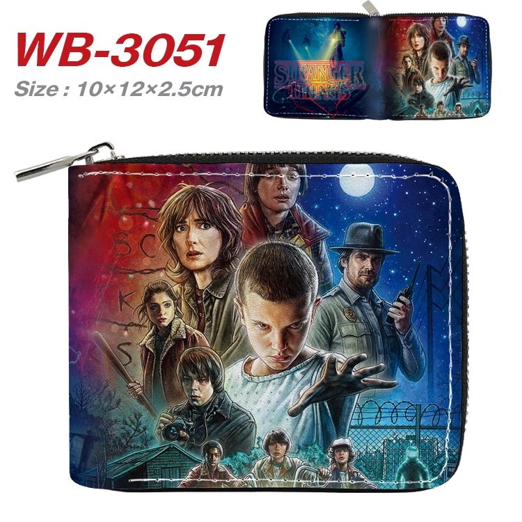 Stranger Things Anime Full Color Short All Inclusive Zipper Wallet 10x12x2.5cm WB-3051A