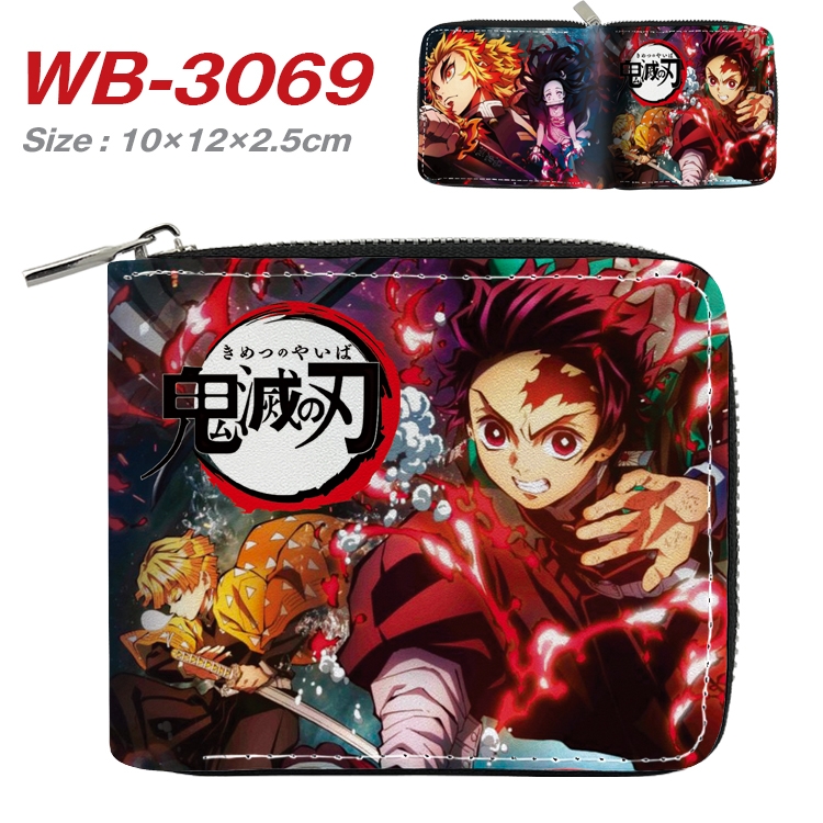 Demon Slayer Kimets Anime Full Color Short All Inclusive Zipper Wallet 10x12x2.5cm WB-3069A