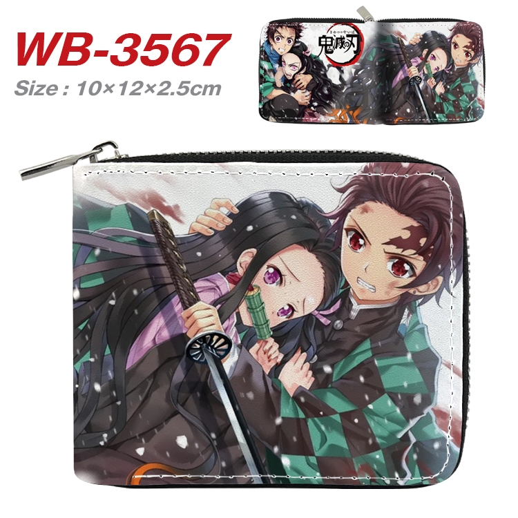 Demon Slayer Kimets Anime Full Color Short All Inclusive Zipper Wallet 10x12x2.5cm  WB-3567A