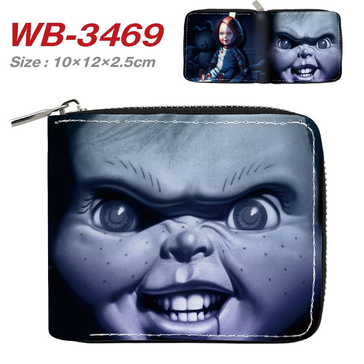 Chucky Anime Full Color Short All Inclusive Zipper Wallet 10x12x2.5cm  WB-3469A