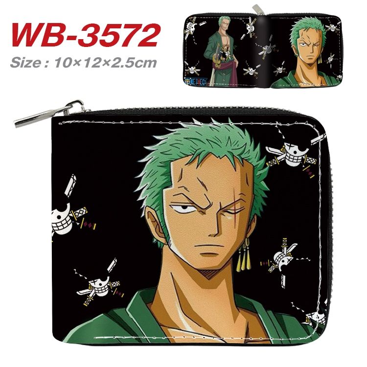 One Piece Anime Full Color Short All Inclusive Zipper Wallet 10x12x2.5cm WB-3572A
