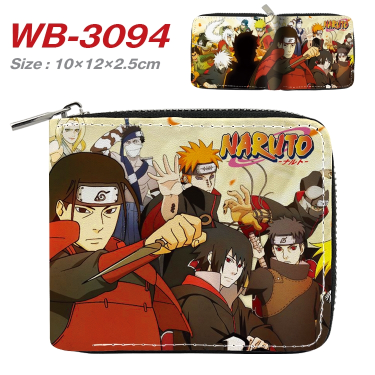 Naruto Anime Full Color Short All Inclusive Zipper Wallet 10x12x2.5cm WB-3094A