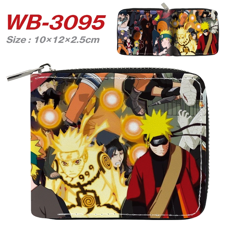 Naruto Anime Full Color Short All Inclusive Zipper Wallet 10x12x2.5cm WB-3095A