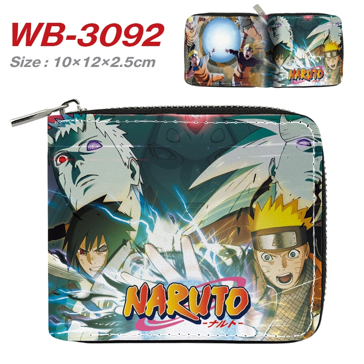 Naruto Anime Full Color Short All Inclusive Zipper Wallet 10x12x2.5cm WB-3092A