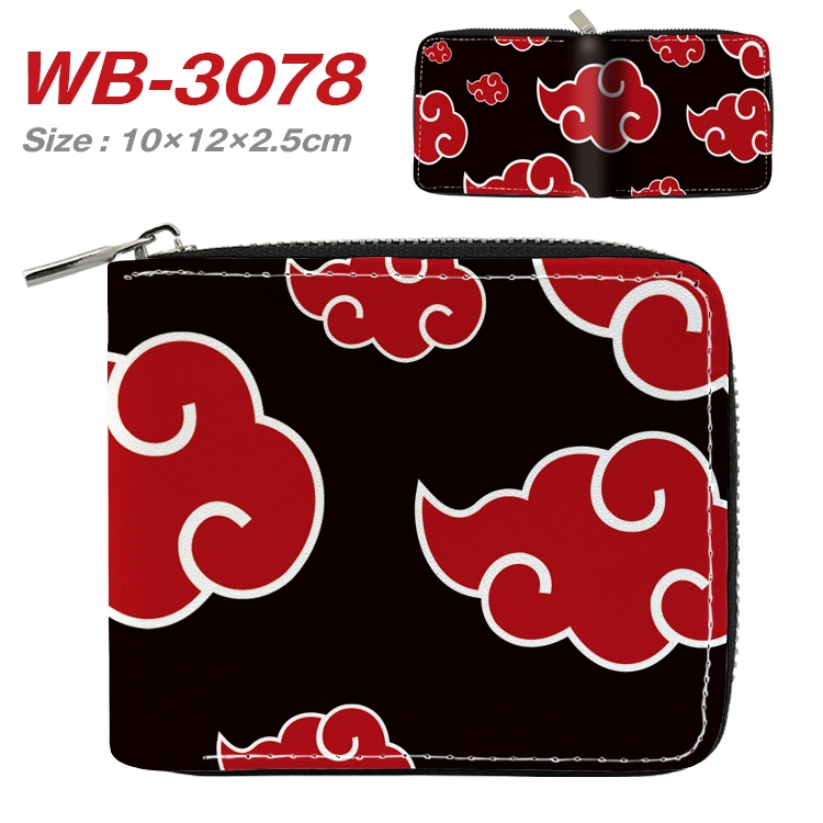 Naruto Anime Full Color Short All Inclusive Zipper Wallet 10x12x2.5cm  WB-3078A