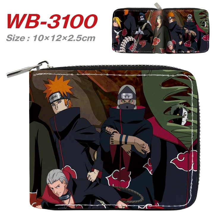 Naruto Anime Full Color Short All Inclusive Zipper Wallet 10x12x2.5cm  WB-3100A