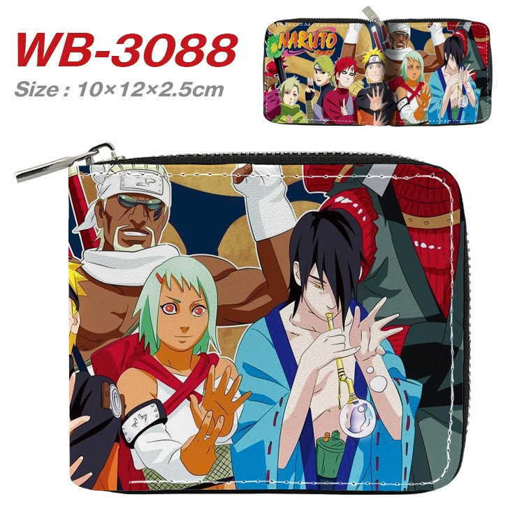 Naruto Anime Full Color Short All Inclusive Zipper Wallet 10x12x2.5cm  WB-3088A