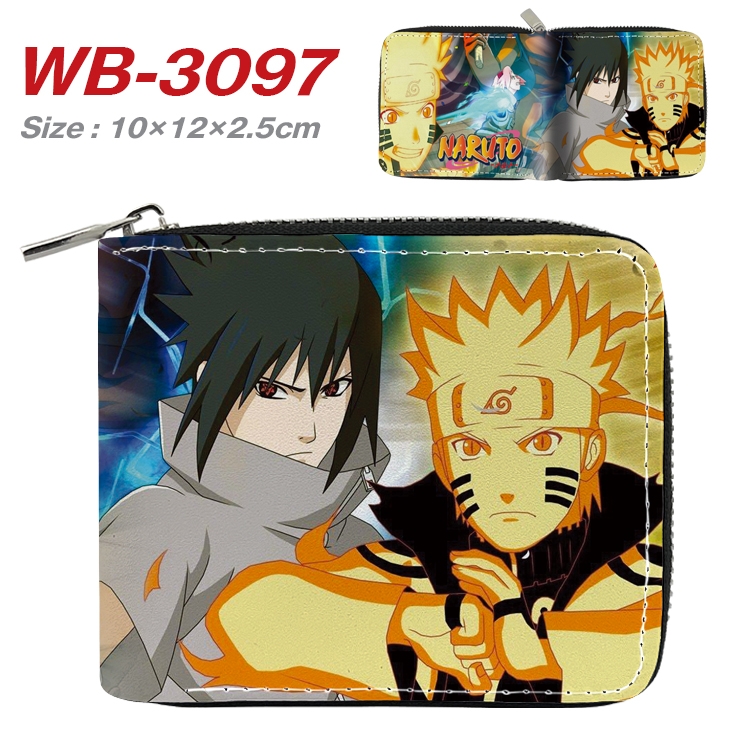 Naruto Anime Full Color Short All Inclusive Zipper Wallet 10x12x2.5cm  WB-3097A