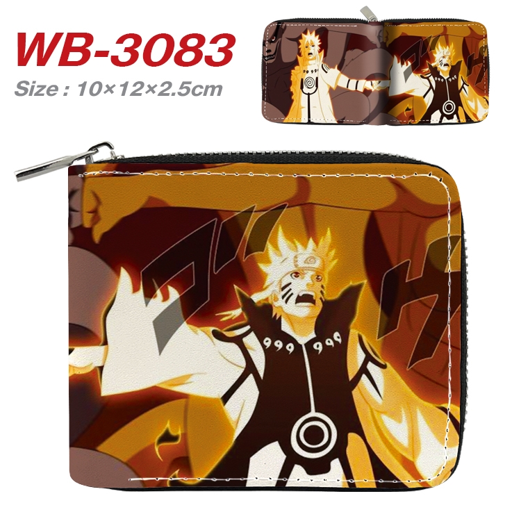 Naruto Anime Full Color Short All Inclusive Zipper Wallet 10x12x2.5cm WB-3083A