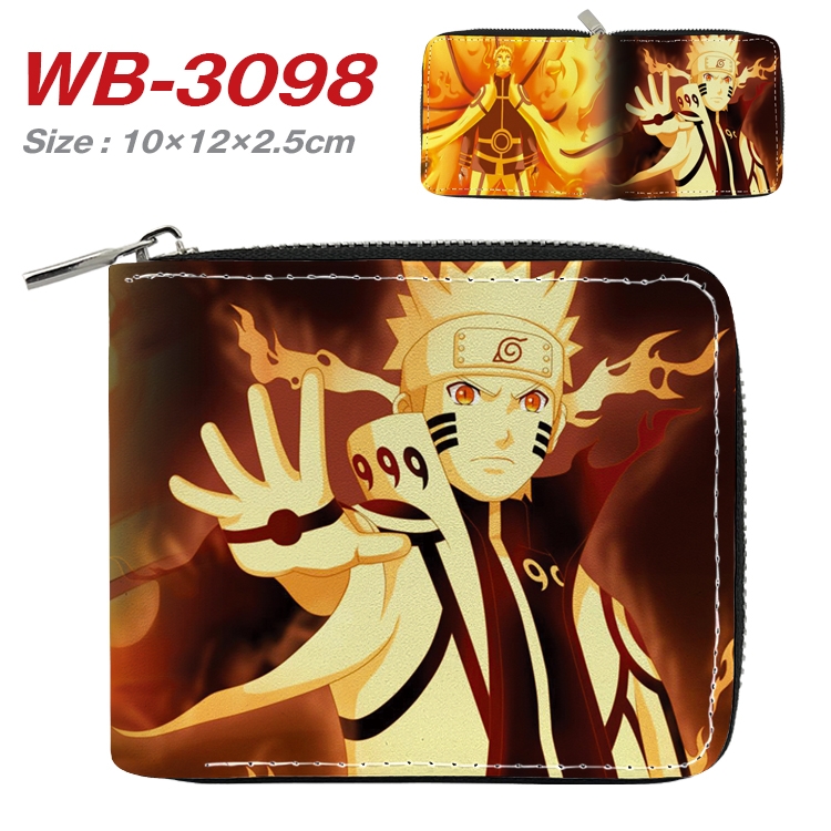 Naruto Anime Full Color Short All Inclusive Zipper Wallet 10x12x2.5cm WB-3098A