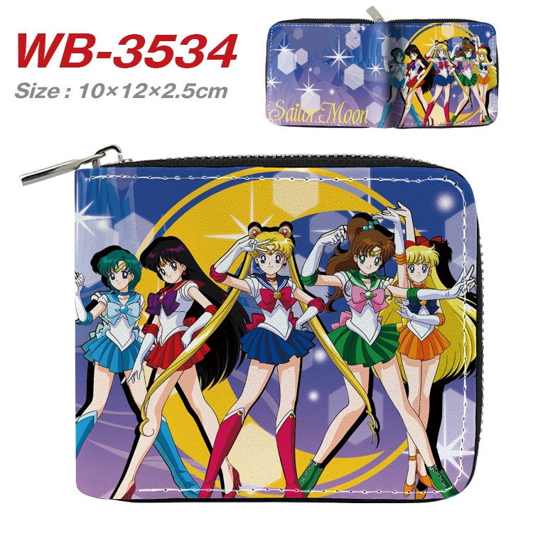 sailormoon Anime Full Color Short All Inclusive Zipper Wallet 10x12x2.5cm WB-3534A