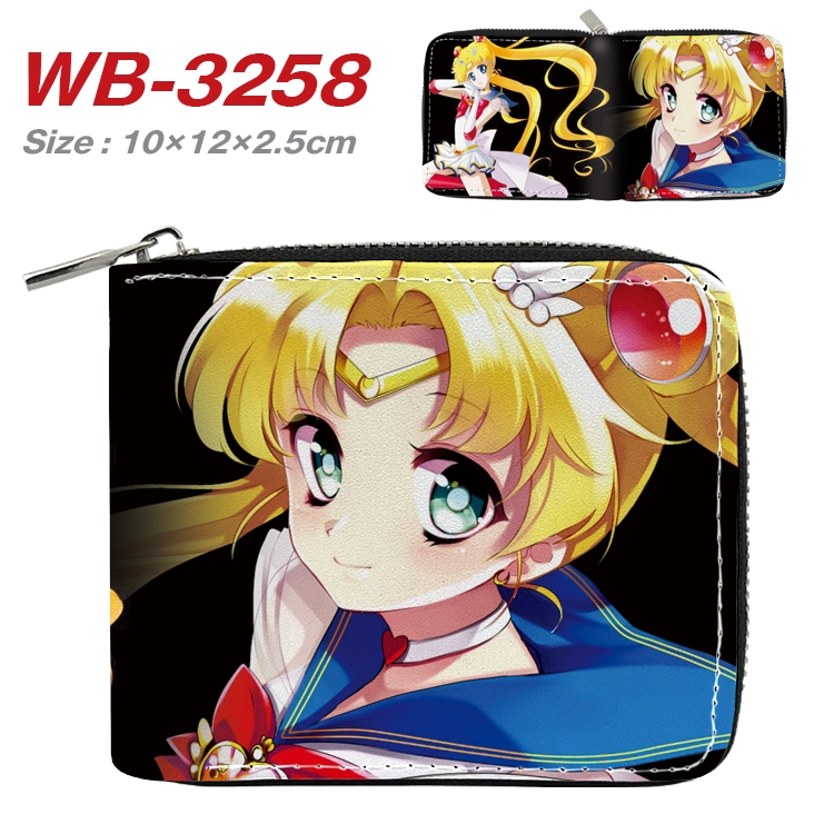 sailormoon Anime Full Color Short All Inclusive Zipper Wallet 10x12x2.5cm WB-3258A