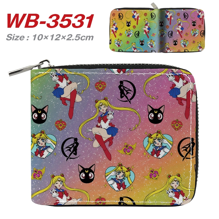 sailormoon Anime Full Color Short All Inclusive Zipper Wallet 10x12x2.5cm WB-3531A