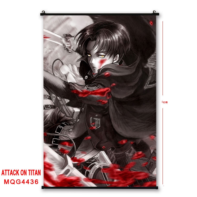 Shingeki no Kyojin black Plastic rod Cloth painting Wall Scroll 60X90CM MQG-4436
