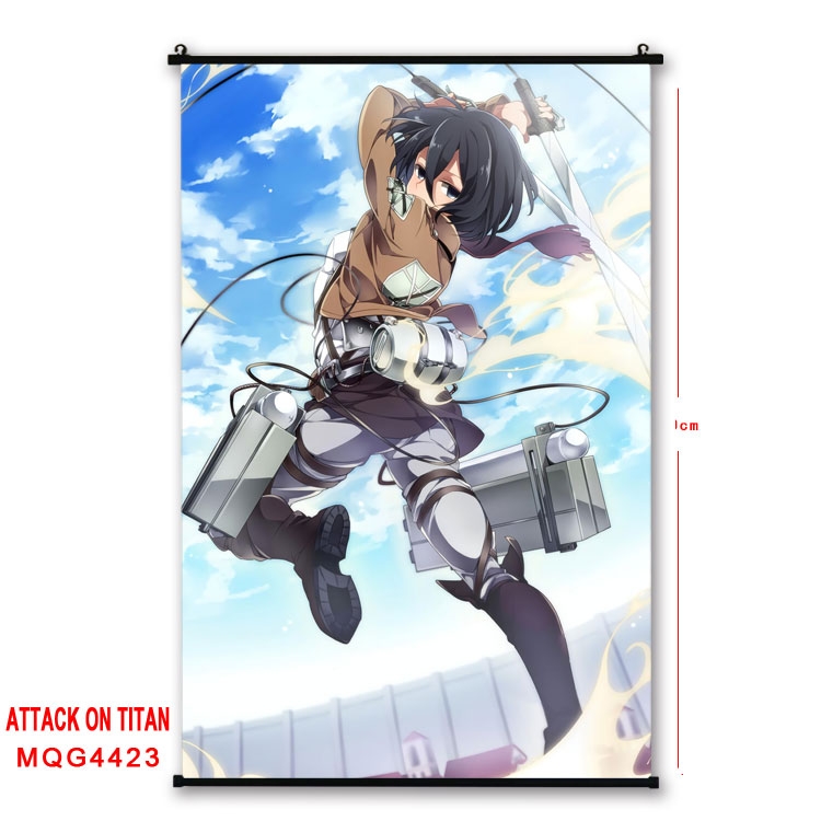 Shingeki no Kyojin black Plastic rod Cloth painting Wall Scroll 60X90CM MQG-4423