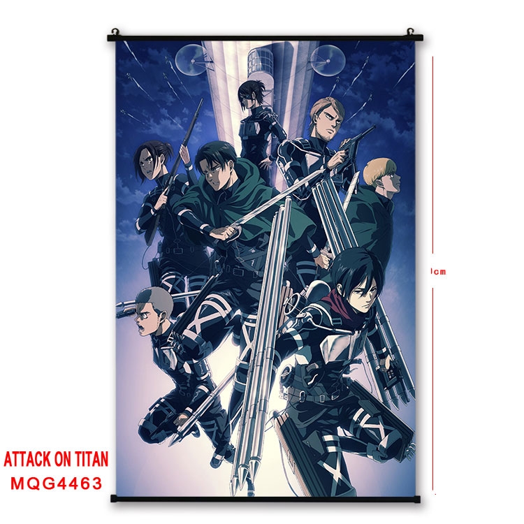 Shingeki no Kyojin black Plastic rod Cloth painting Wall Scroll 60X90CM MQG-4463