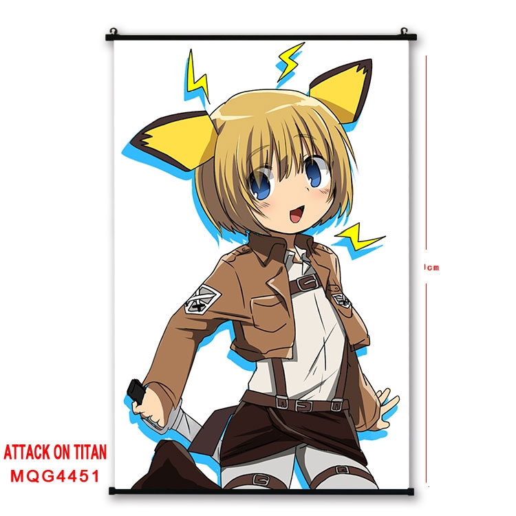 Shingeki no Kyojin black Plastic rod Cloth painting Wall Scroll 60X90CM  MQG-4451