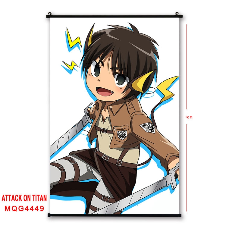 Shingeki no Kyojin black Plastic rod Cloth painting Wall Scroll 60X90CM  MQG-4449