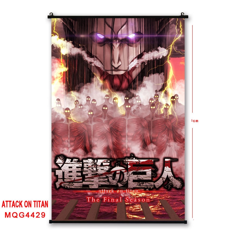 Shingeki no Kyojin black Plastic rod Cloth painting Wall Scroll 60X90CM MQG-4429