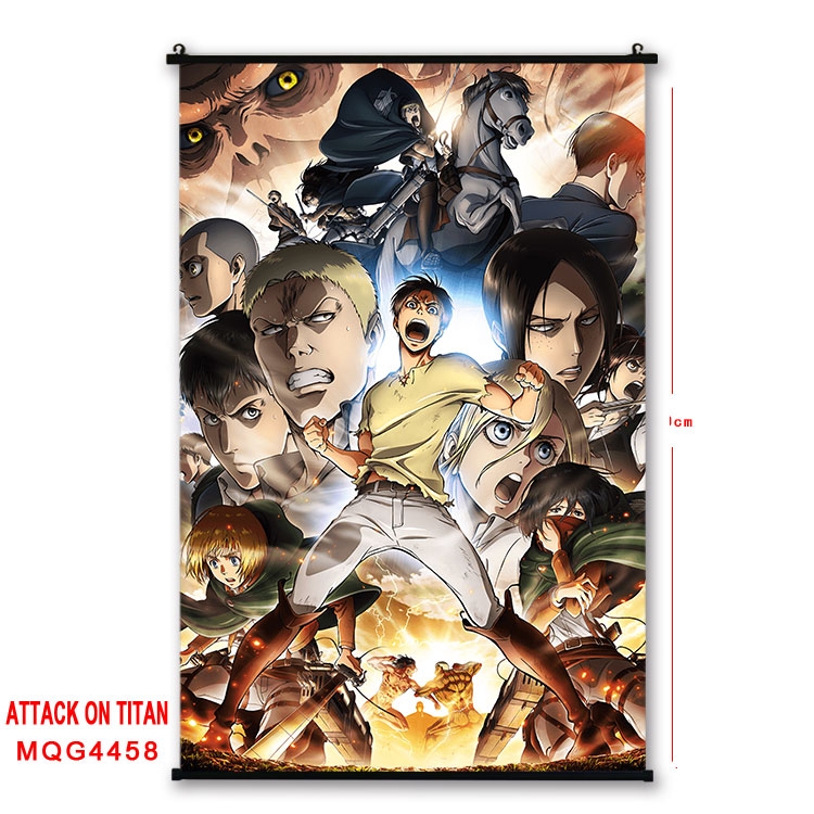 Shingeki no Kyojin black Plastic rod Cloth painting Wall Scroll 60X90CM  MQG-4458