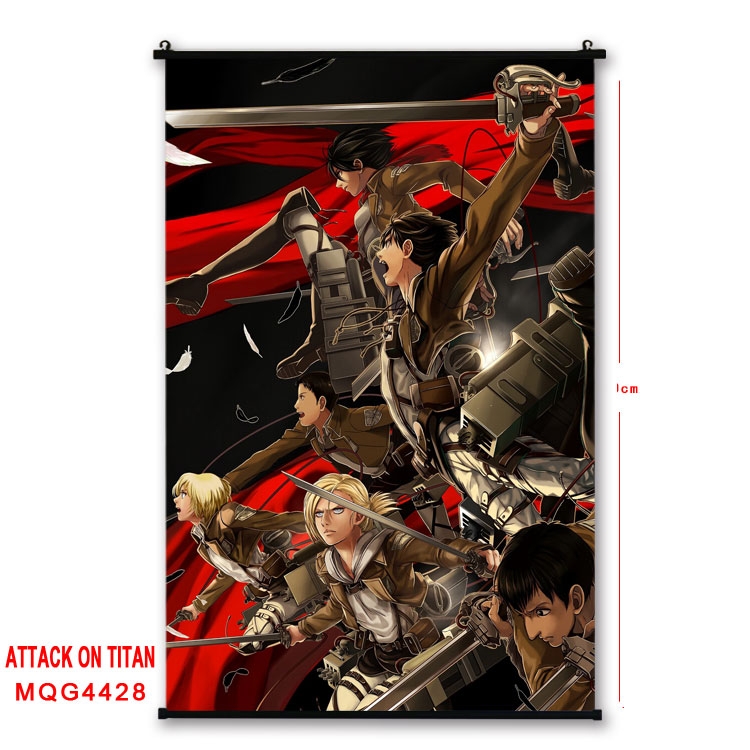 Shingeki no Kyojin black Plastic rod Cloth painting Wall Scroll 60X90CM MQG-4428