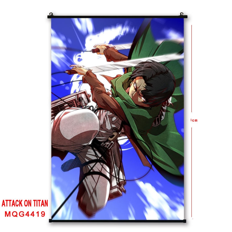 Shingeki no Kyojin black Plastic rod Cloth painting Wall Scroll 60X90CM MQG-4419