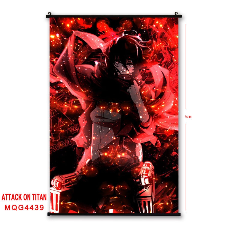 Shingeki no Kyojin black Plastic rod Cloth painting Wall Scroll 60X90CM  MQG-4439