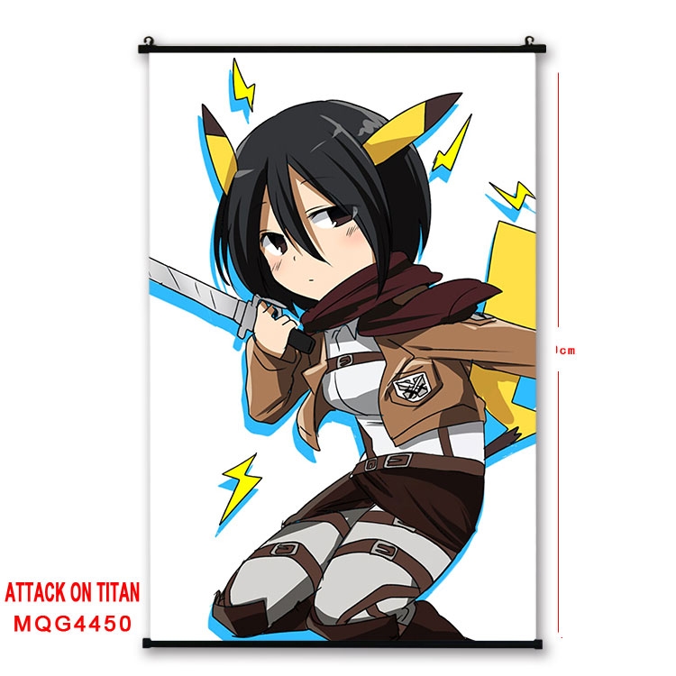 Shingeki no Kyojin black Plastic rod Cloth painting Wall Scroll 60X90CM MQG-4450