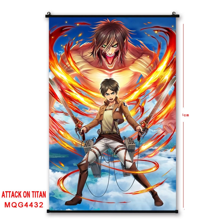 Shingeki no Kyojin black Plastic rod Cloth painting Wall Scroll 60X90CM MQG-4432