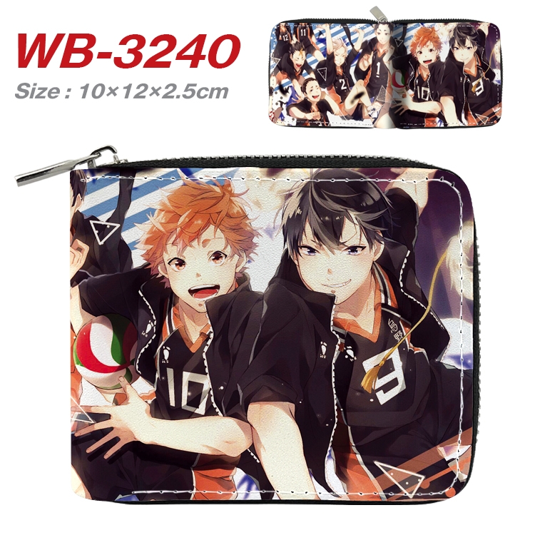 Haikyuu!! Anime Full Color Short All Inclusive Zipper Wallet 10x12x2.5cm WB-3240A