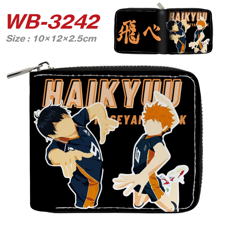 Haikyuu!! Anime Full Color Short All Inclusive Zipper Wallet 10x12x2.5cm WB-3242A