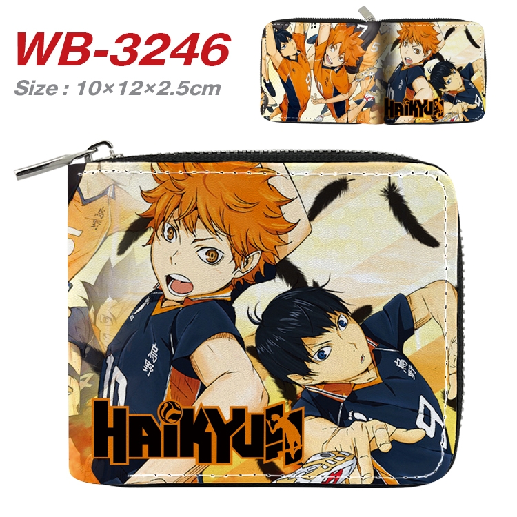 Haikyuu!! Anime Full Color Short All Inclusive Zipper Wallet 10x12x2.5cm WB-3246A