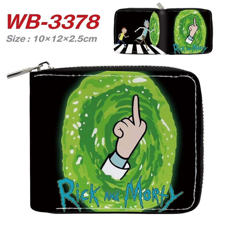 Rick and Morty Anime Full Color Short All Inclusive Zipper Wallet 10x12x2.5cm WB-3378A