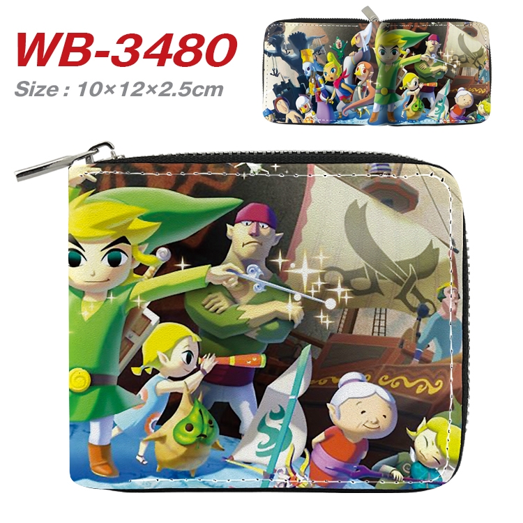 The Legend of Zelda Anime Full Color Short All Inclusive Zipper Wallet 10x12x2.5cm  WB-3480A