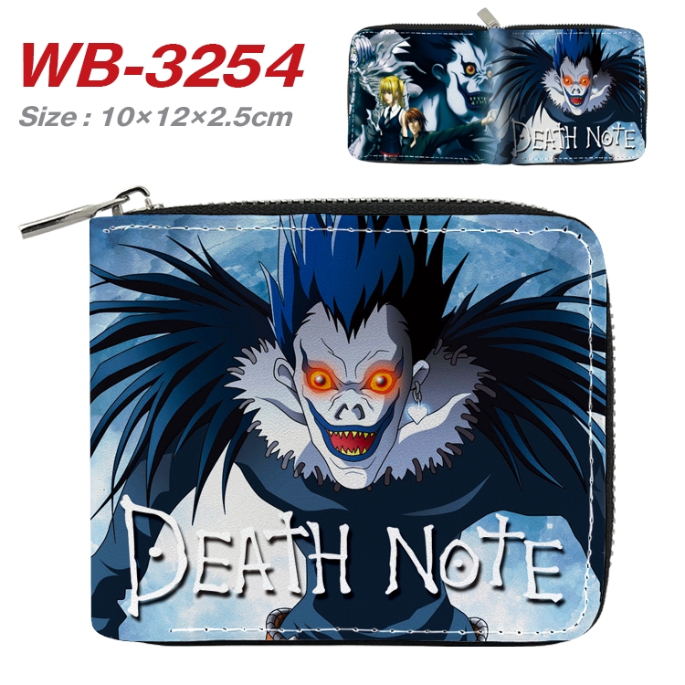 Death note Anime Full Color Short All Inclusive Zipper Wallet 10x12x2.5cm WB-3254A